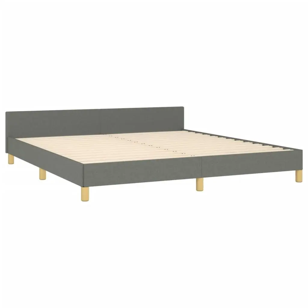 Bed Frame with Headboard Dark Grey 153x203 cm Queen Fabric 347457