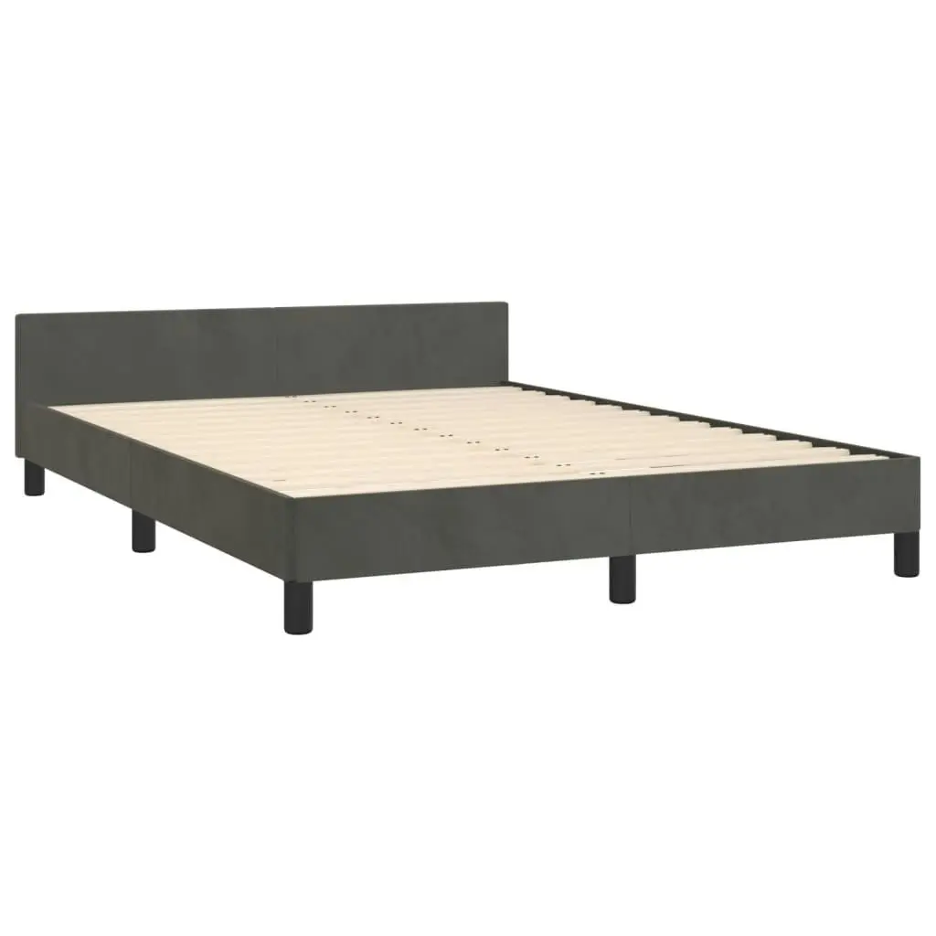 Bed Frame with Headboard Dark Grey 137x187 cm Double Velvet 347604