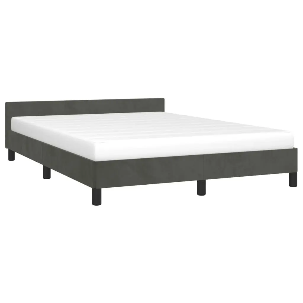 Bed Frame with Headboard Dark Grey 137x187 cm Double Velvet 347604