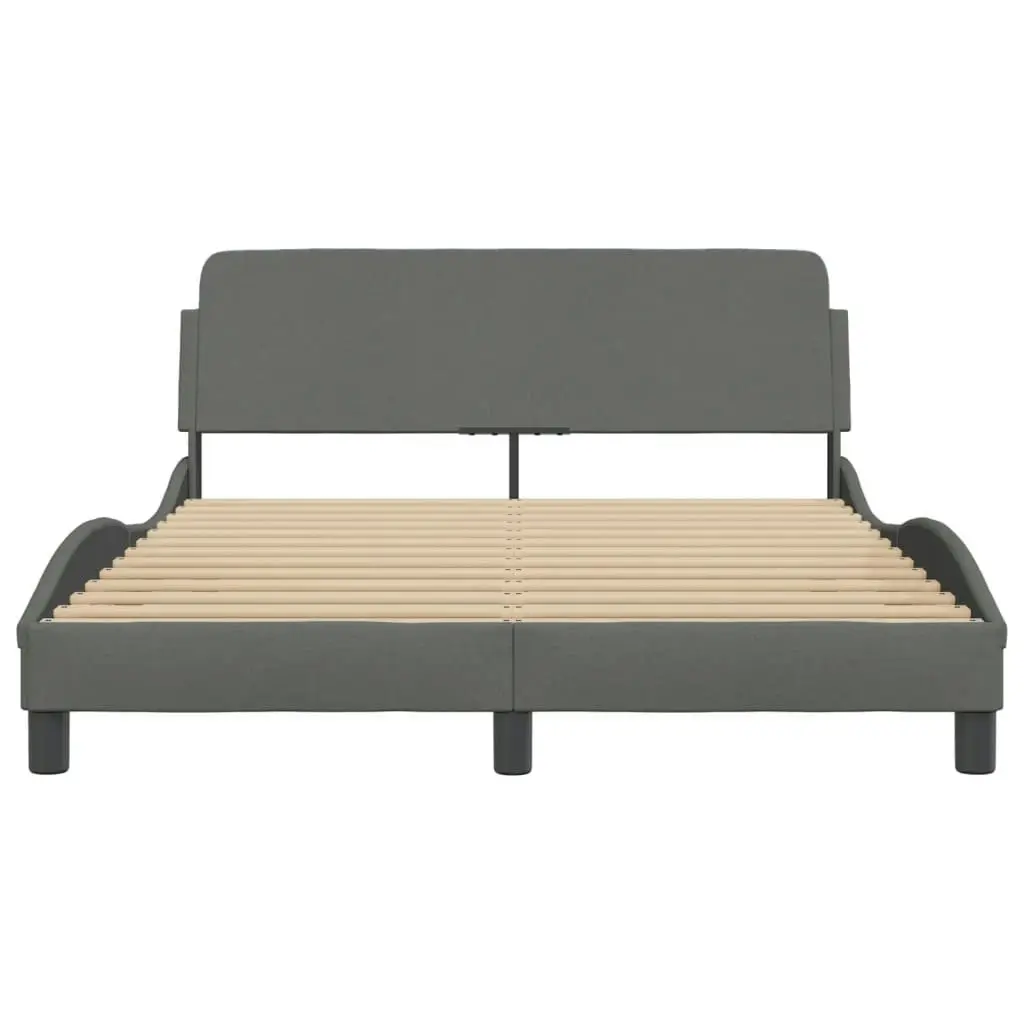 Bed Frame with Headboard Dark Grey 137x190 cm Fabric 373280