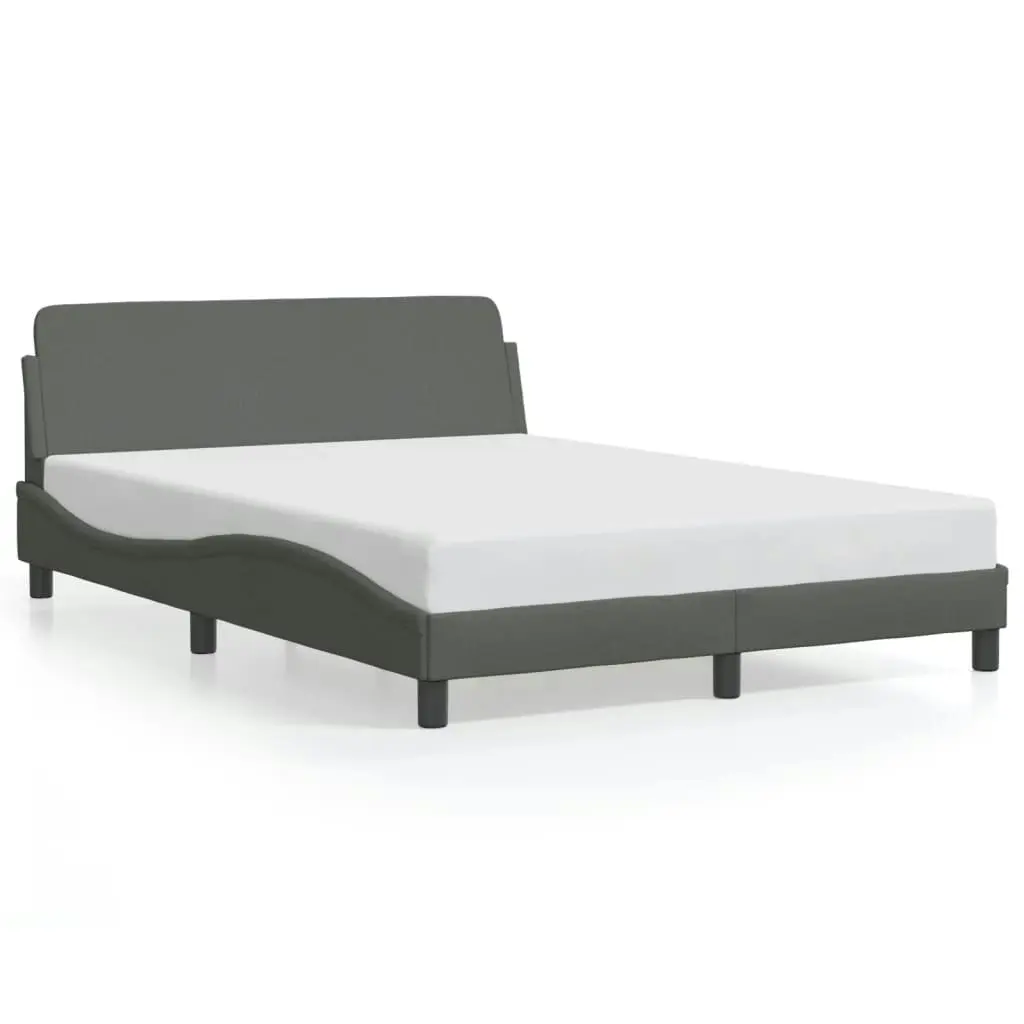 Bed Frame with Headboard Dark Grey 137x190 cm Fabric 373280