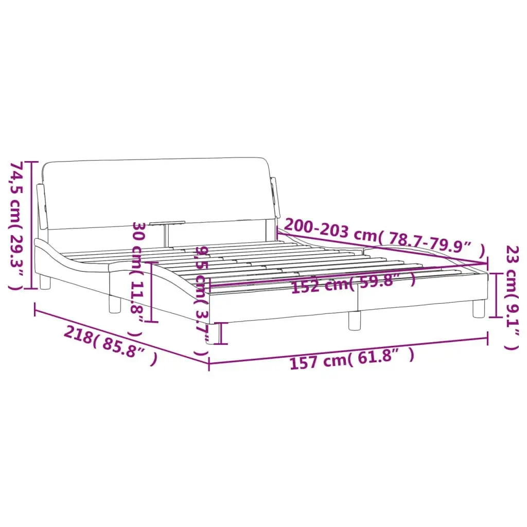 Bed Frame with Headboard Dark Grey 152x203 cm Velvet 373292