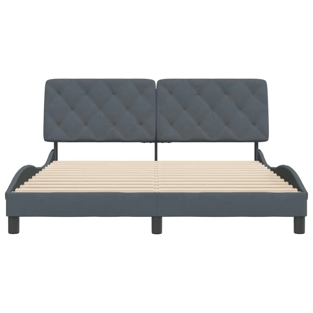 Bed Frame with Headboard Dark Grey 152x203 cm Velvet 3207954