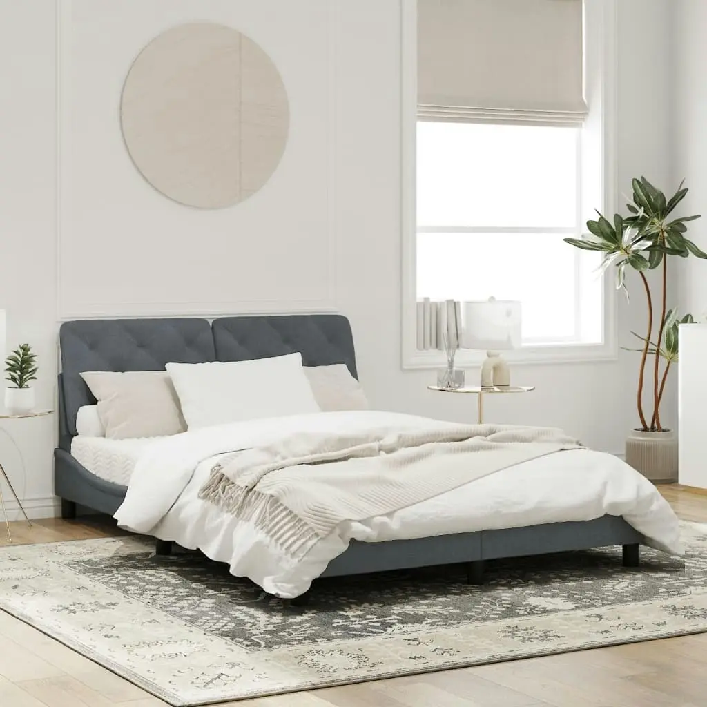 Bed Frame with Headboard Dark Grey 152x203 cm Velvet 3207954