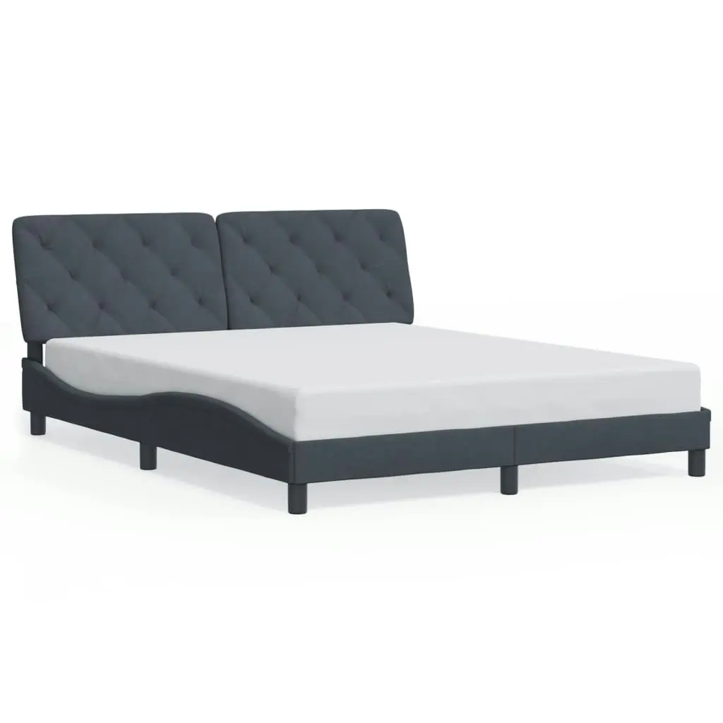 Bed Frame with Headboard Dark Grey 152x203 cm Velvet 3207954