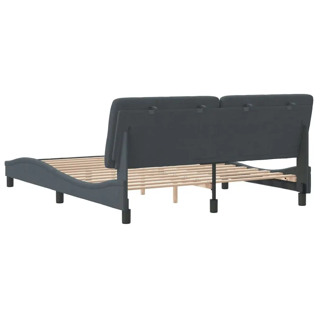 Bed Frame with Headboard Dark Grey 152x203 cm Velvet 3207954