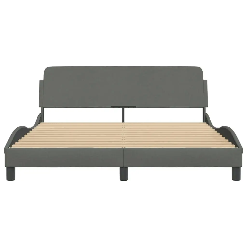 Bed Frame with Headboard Dark Grey 152x203 cm Fabric 373289