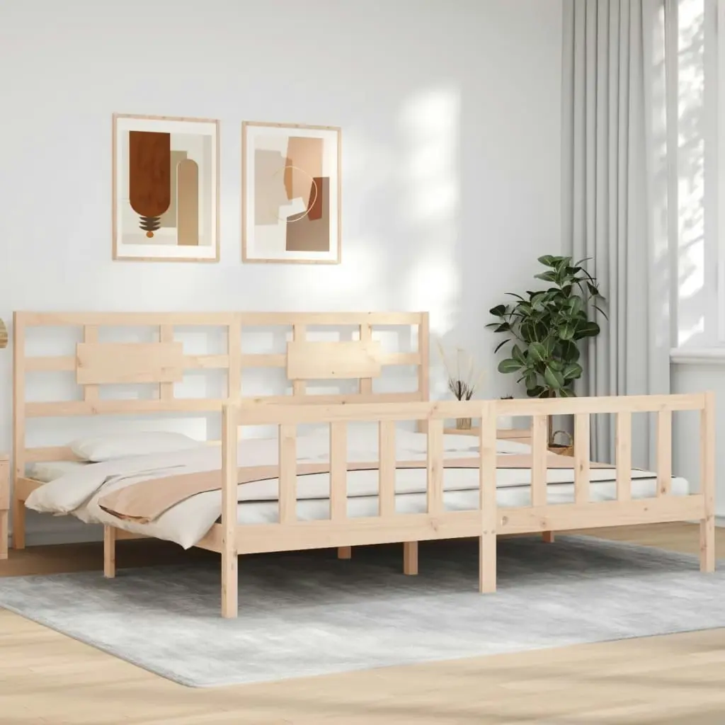 Bed Frame with Headboard 183x203 cm King Solid Wood 3192571