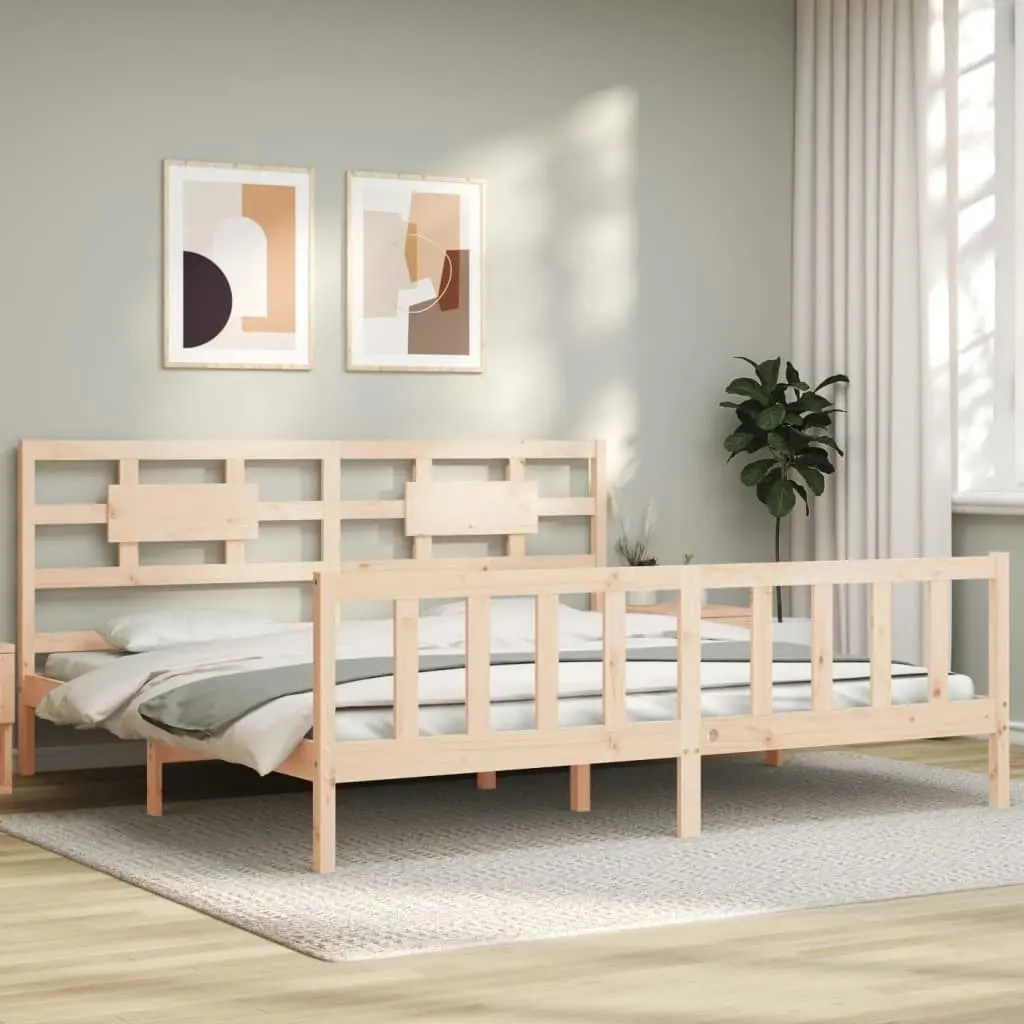 Bed Frame with Headboard 183x203 cm King Solid Wood 3192571