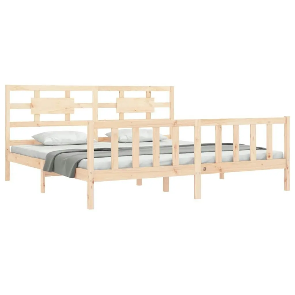 Bed Frame with Headboard 183x203 cm King Solid Wood 3192571