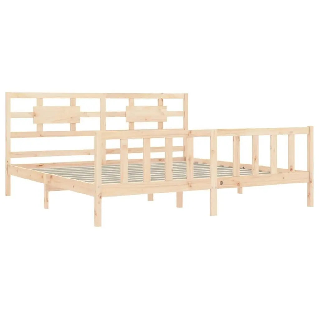 Bed Frame with Headboard 183x203 cm King Solid Wood 3192571