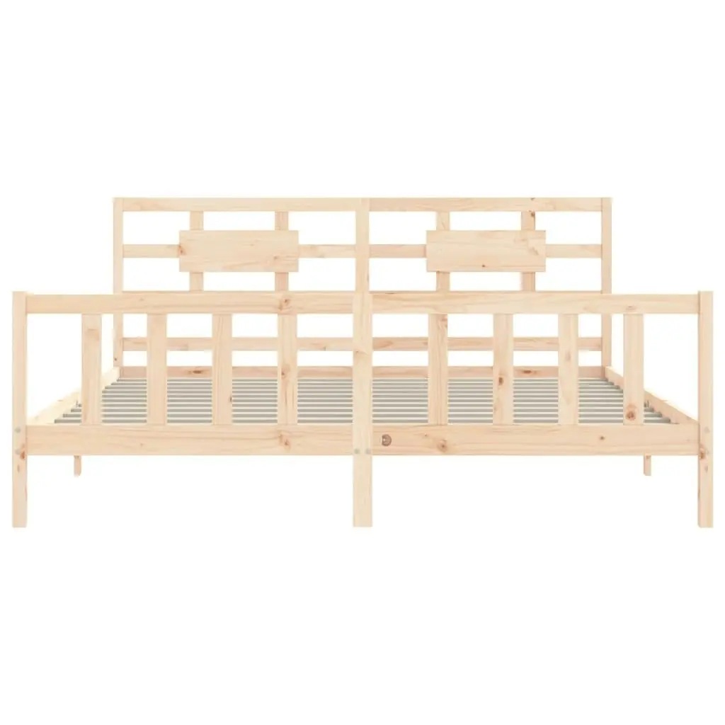 Bed Frame with Headboard 183x203 cm King Solid Wood 3192571