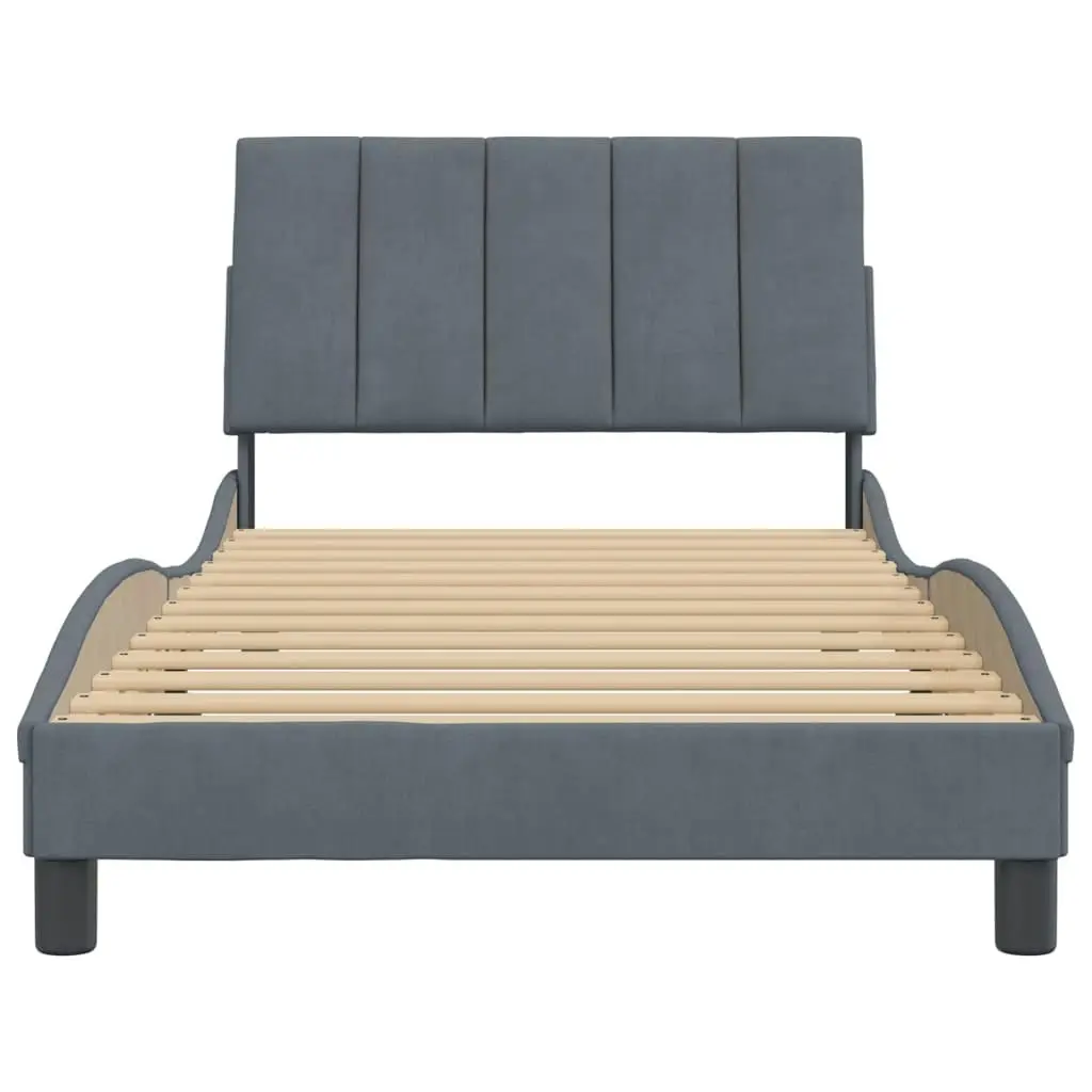 Bed Frame with Headboard Dark Grey 106x203 cm King Single Size Velvet 3208242