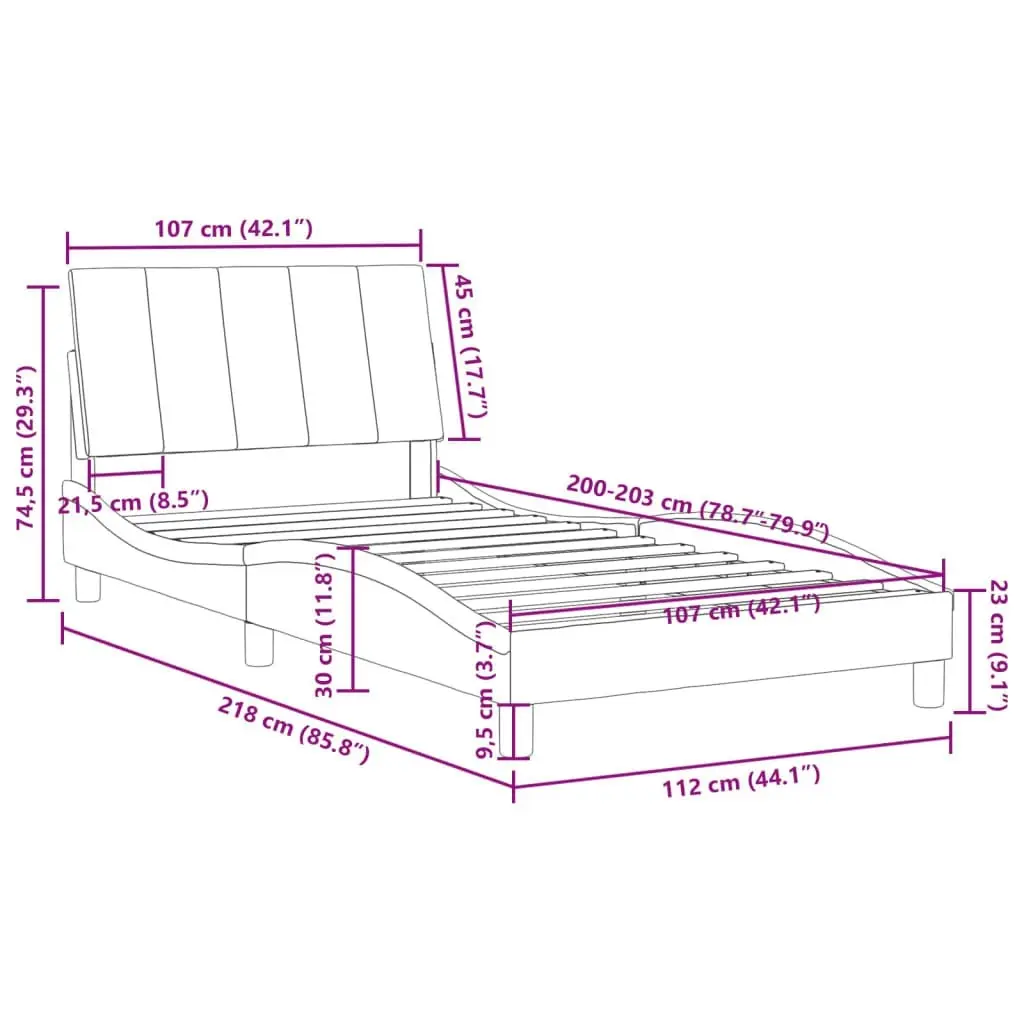 Bed Frame with Headboard Dark Grey 106x203 cm King Single Size Velvet 3208242