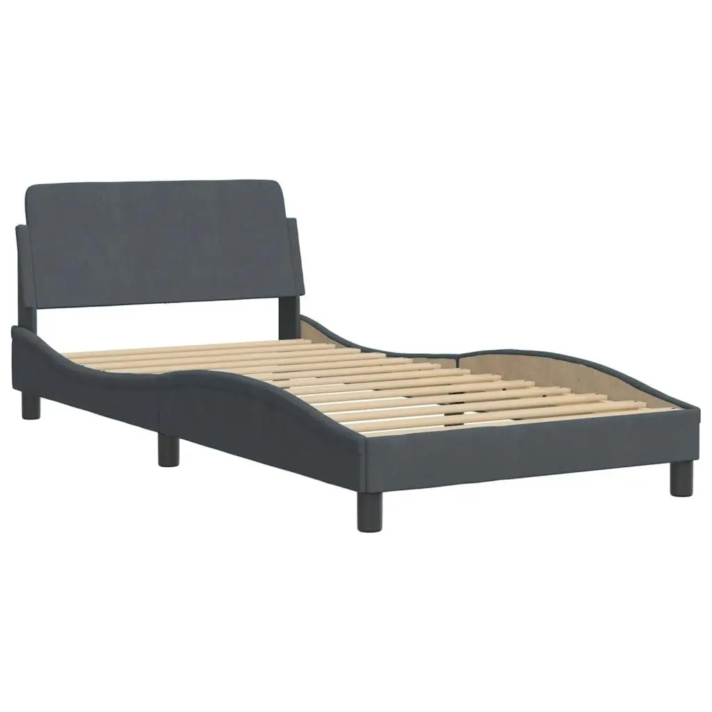 Bed Frame with Headboard Dark Grey 106x203 cm King Single Size Velvet 3208242