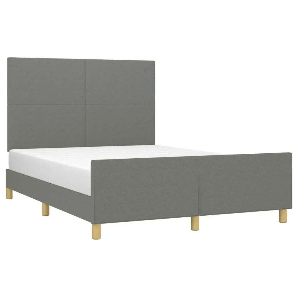 Bed Frame without Mattress Dark Grey 137x187 cm Double Fabric 3283073