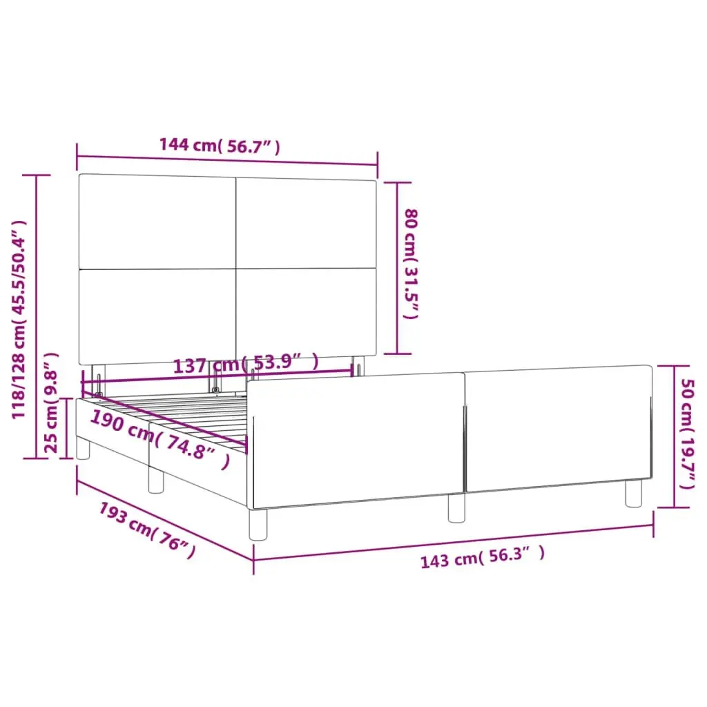 Bed Frame without Mattress Dark Grey 137x187 cm Double Fabric 3283073