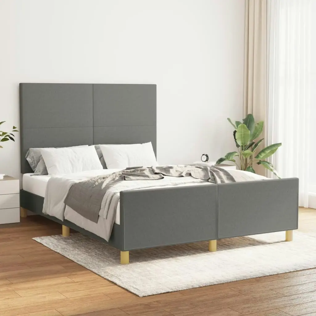 Bed Frame without Mattress Dark Grey 137x187 cm Double Fabric 3283073