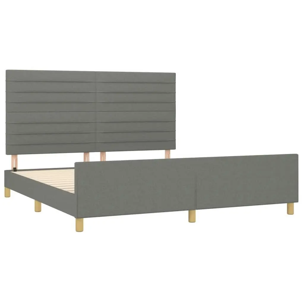 Bed Frame with Headboard Dark Grey 153x203 cm Queen Size Fabric 3283093