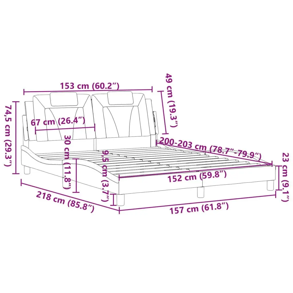 Bed Frame with Headboard Black and White 152x203 cm Faux Leather 3208271