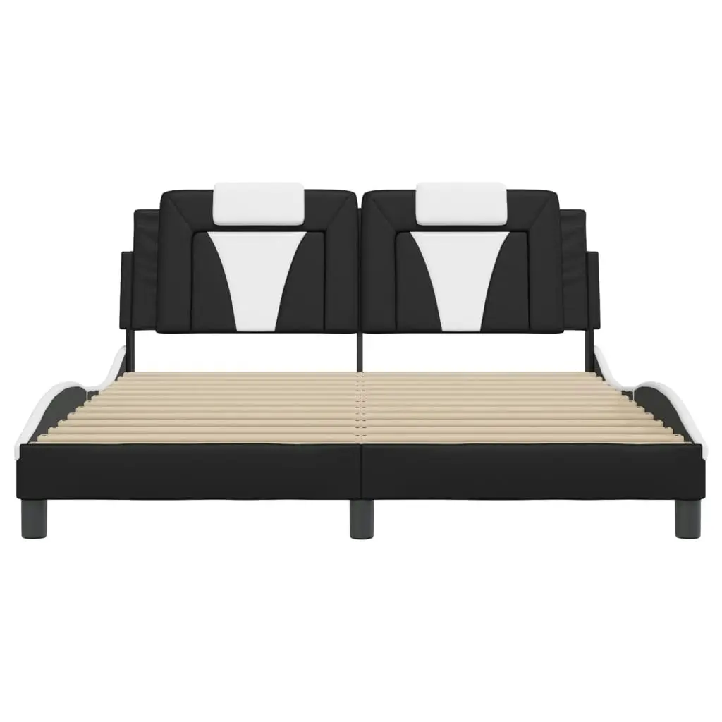 Bed Frame with Headboard Black and White 152x203 cm Faux Leather 3208271