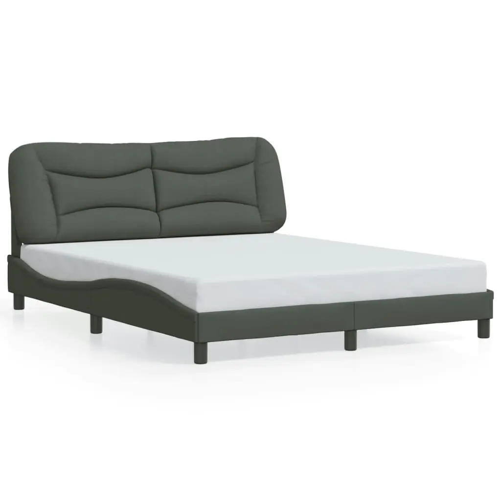 Bed Frame with Headboard Dark Grey 153x203 cm Queen Size Fabric 3208236