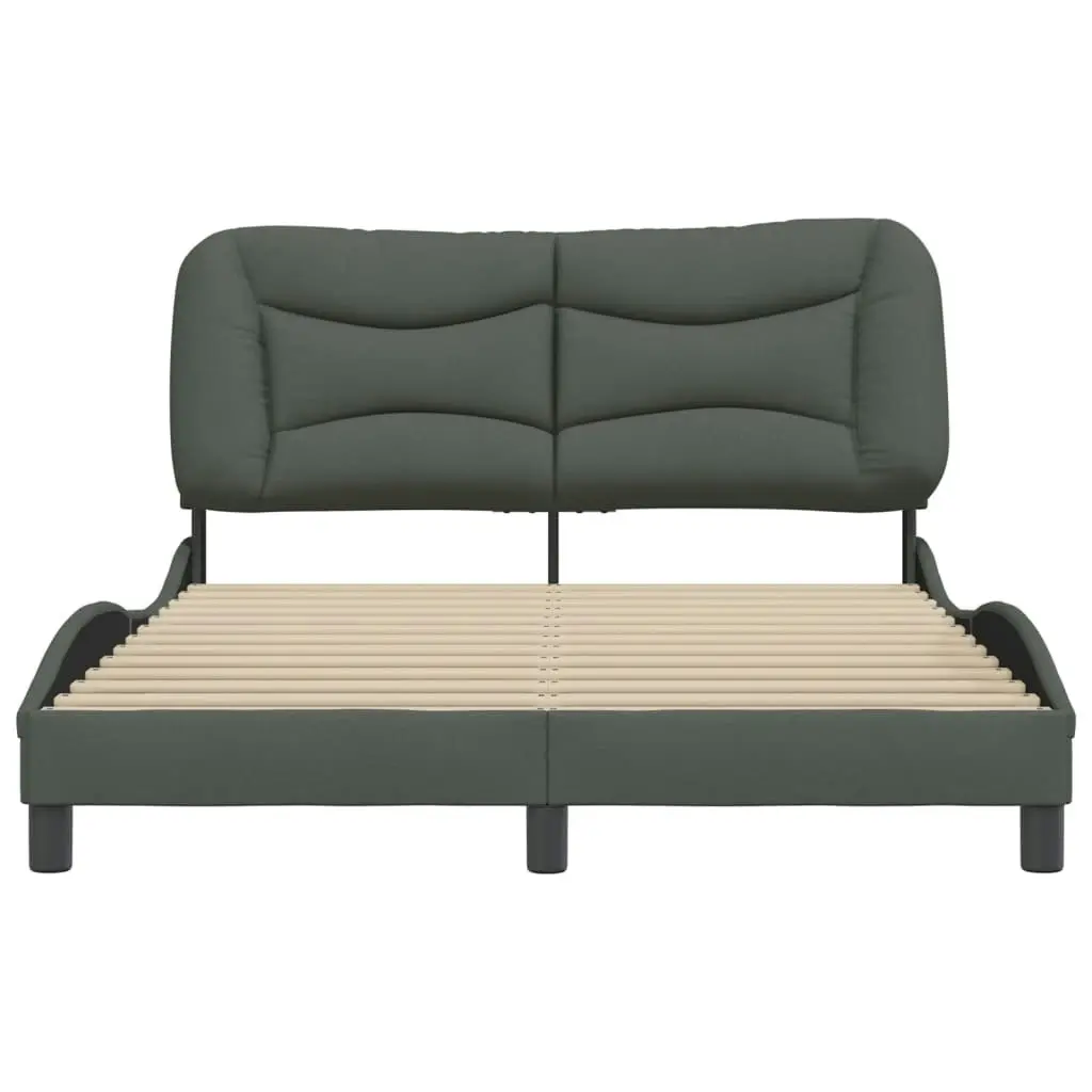 Bed Frame with Headboard Dark Grey 153x203 cm Queen Size Fabric 3208236