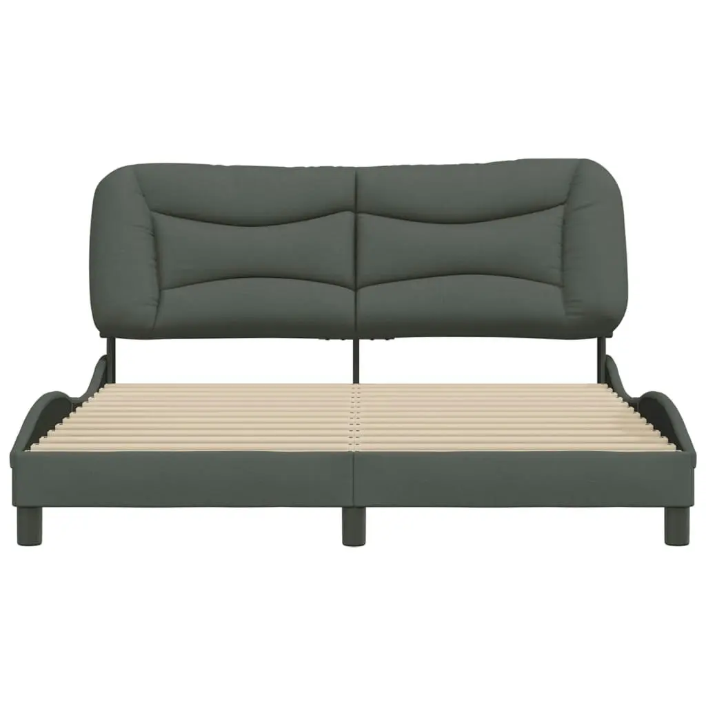 Bed Frame with Headboard Dark Grey 153x203 cm Queen Size Fabric 3207807