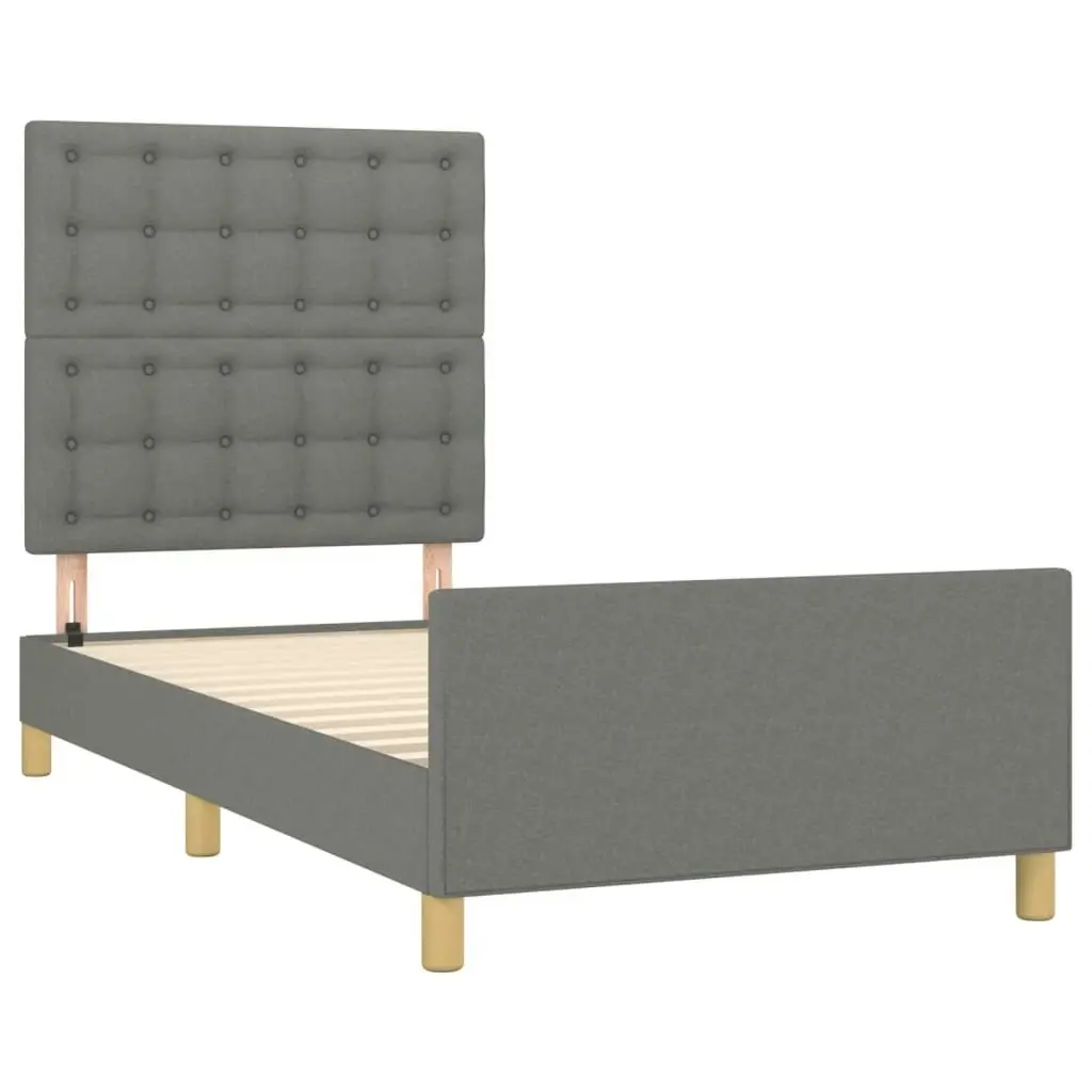 Bed Frame with Headboard Dark Grey 106x203 cm King Single Size Fabric 3283113