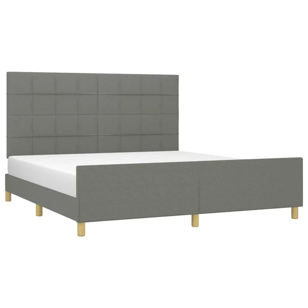 Bed Frame with Headboard Dark Grey 153x203 cm Queen Size Fabric 3283091