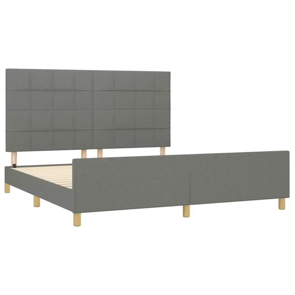 Bed Frame with Headboard Dark Grey 153x203 cm Queen Size Fabric 3283091