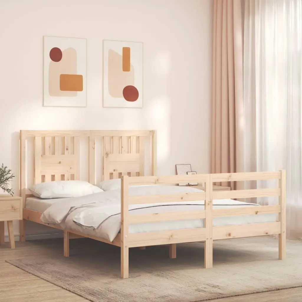 Bed Frame with Headboard 137x187 cm Double Solid Wood 3194546