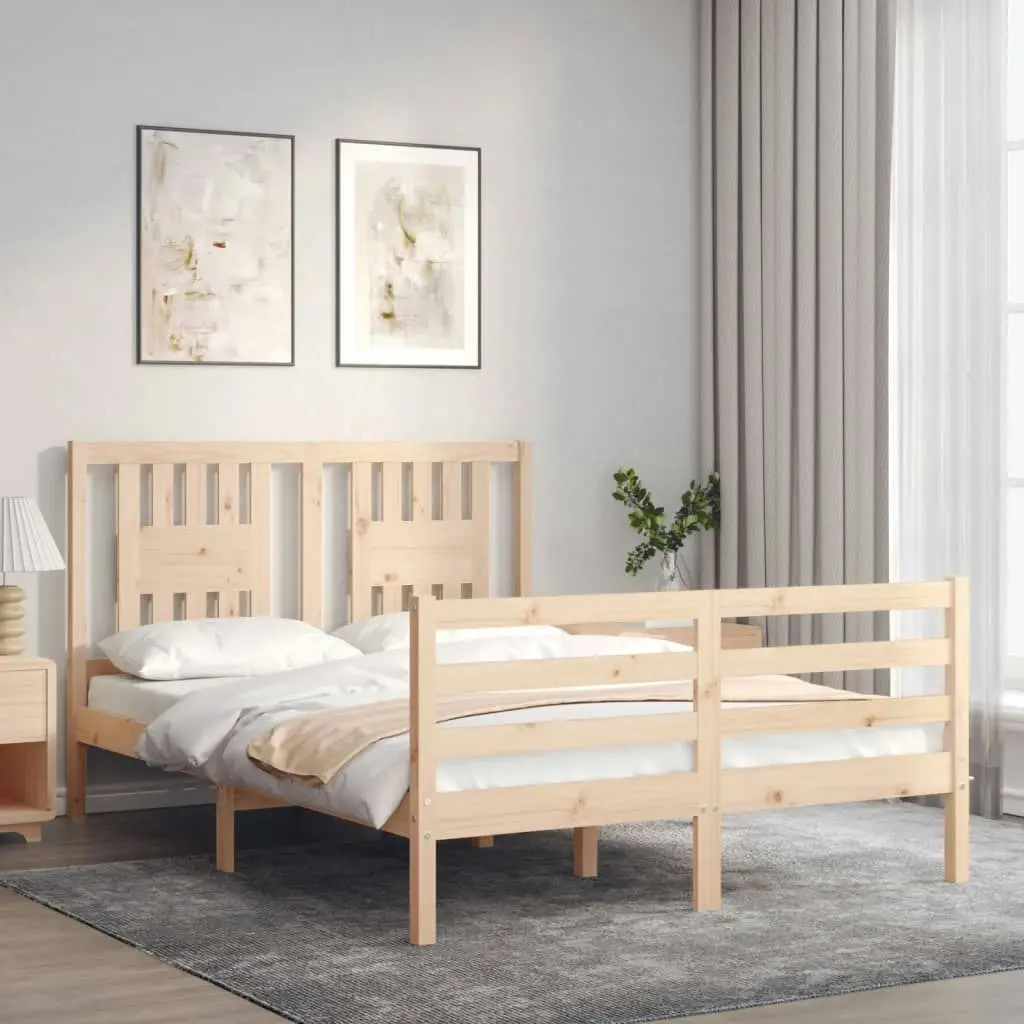 Bed Frame with Headboard 137x187 cm Double Solid Wood 3194546