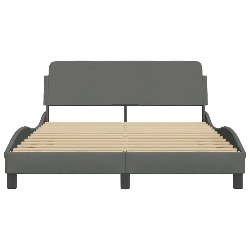 Bed Frame with Headboard Dark Grey 137x190 cm Fabric 3207668