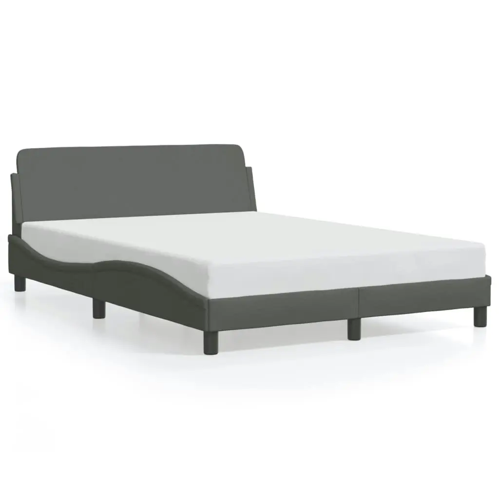 Bed Frame with Headboard Dark Grey 137x190 cm Fabric 3207668