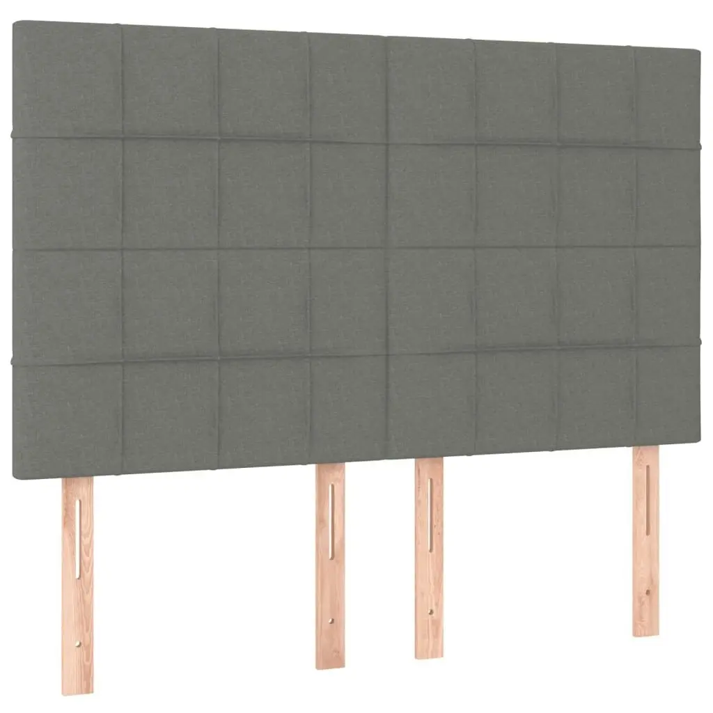 Bed Frame with Headboard Dark Grey 137x187 cm Double Size Fabric 3283077