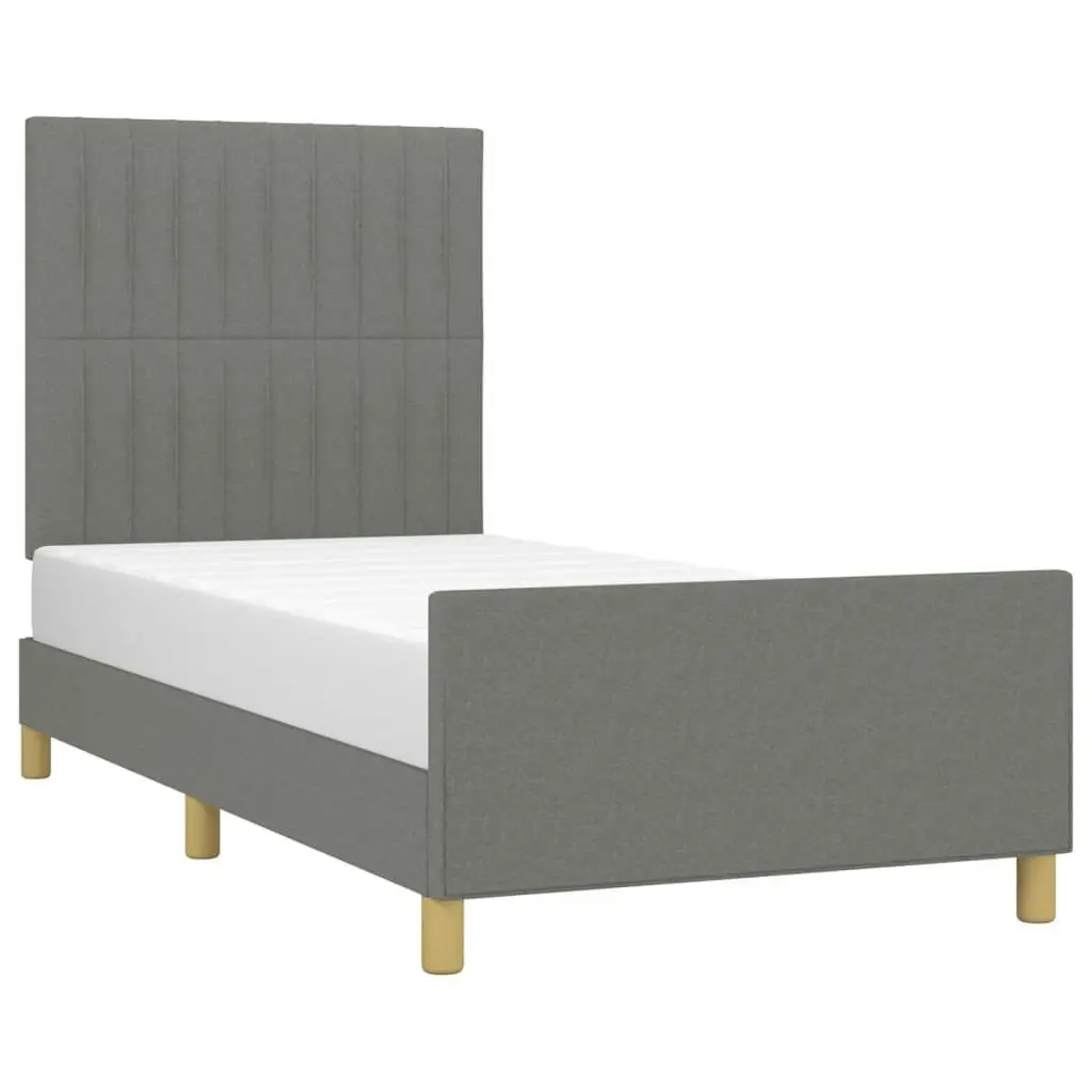 Bed Frame with Headboard Dark Grey 106x203 cm King Single Size Fabric 3283109