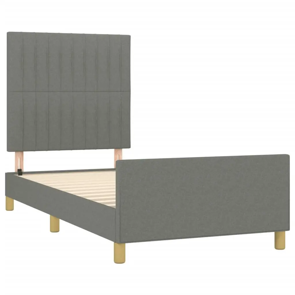 Bed Frame with Headboard Dark Grey 106x203 cm King Single Size Fabric 3283109