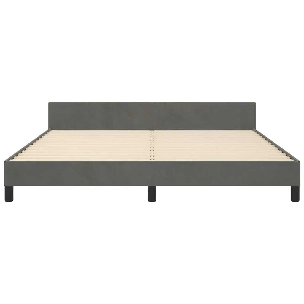 Bed Frame with Headboard Dark Grey 153x203 cm Queen Velvet 347607