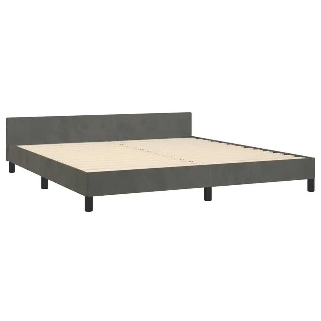 Bed Frame with Headboard Dark Grey 153x203 cm Queen Velvet 347607