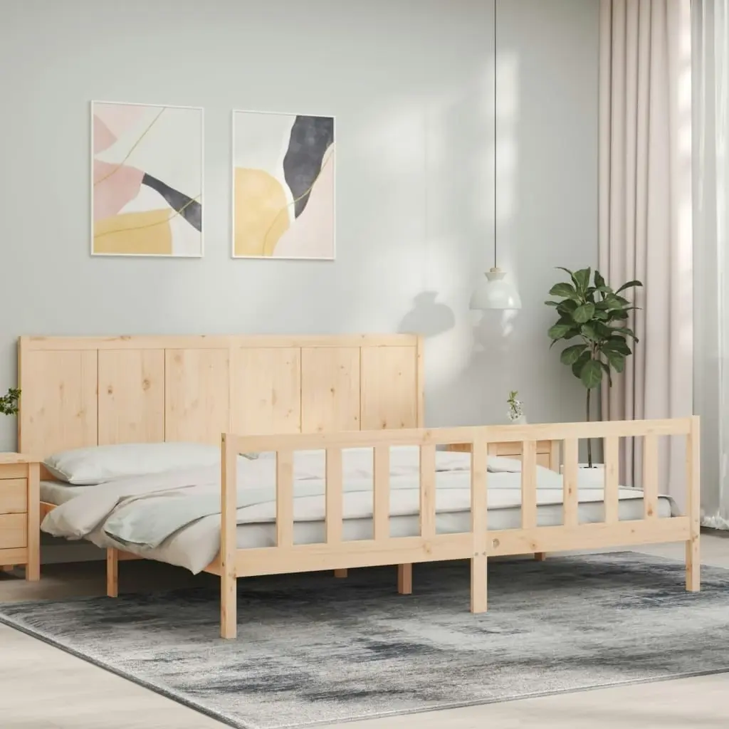 Bed Frame without Mattress 183x203 cm King Solid Wood Pine 3192636