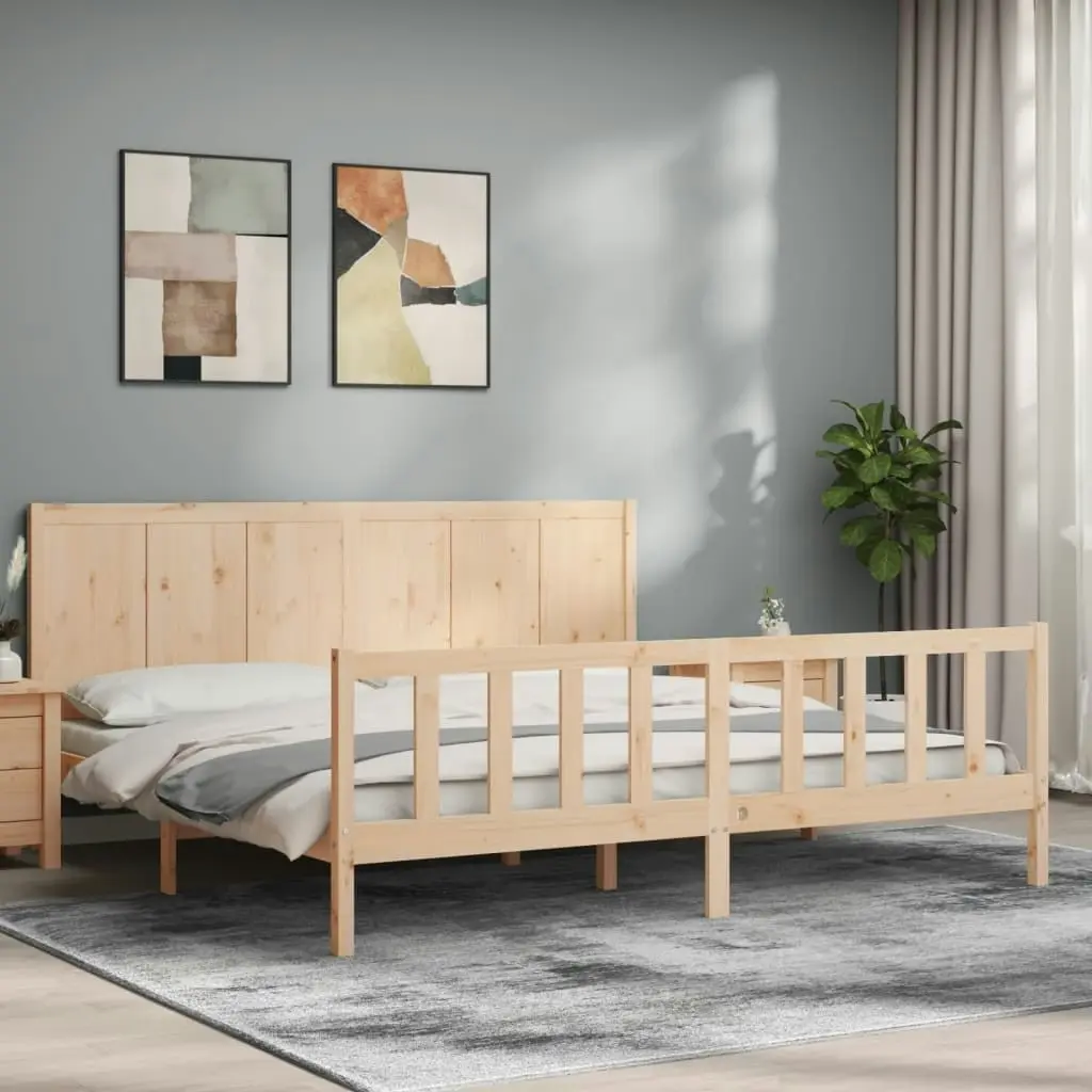 Bed Frame without Mattress 183x203 cm King Solid Wood Pine 3192636