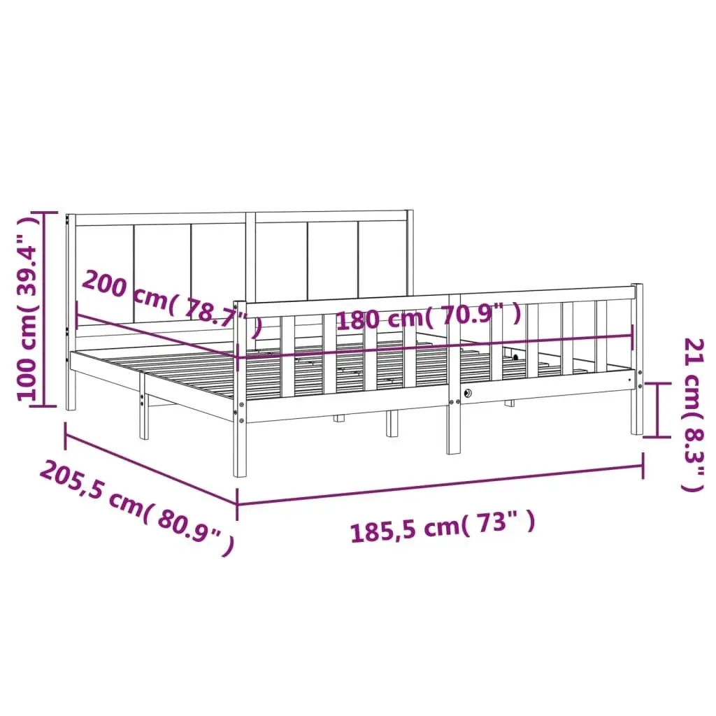 Bed Frame without Mattress 183x203 cm King Solid Wood Pine 3192636