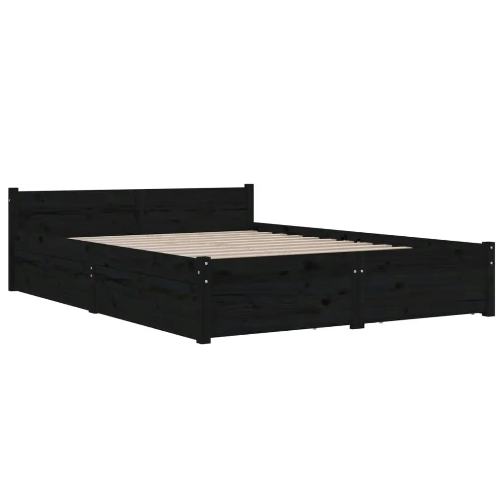 Bed Frame without Mattress with Drawers Black 150x200 cm 3103568