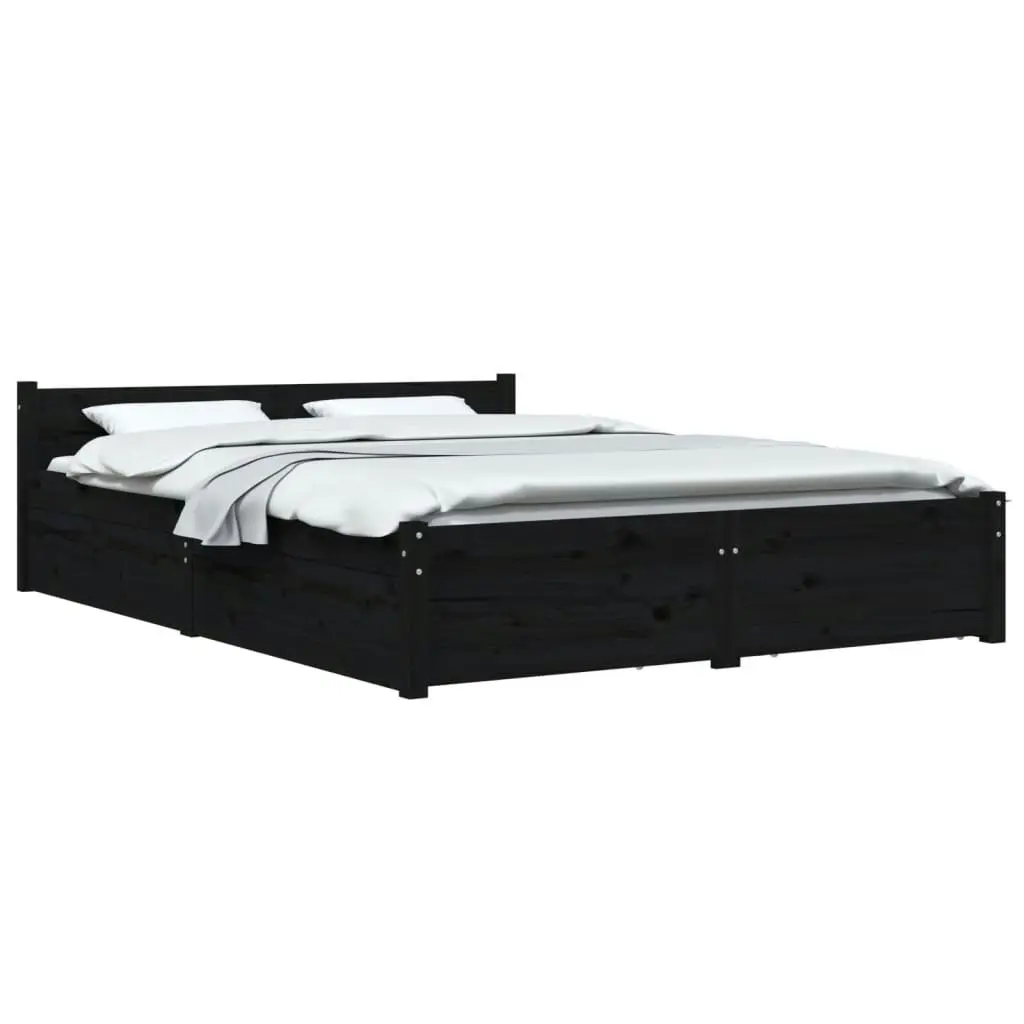 Bed Frame without Mattress with Drawers Black 150x200 cm 3103568