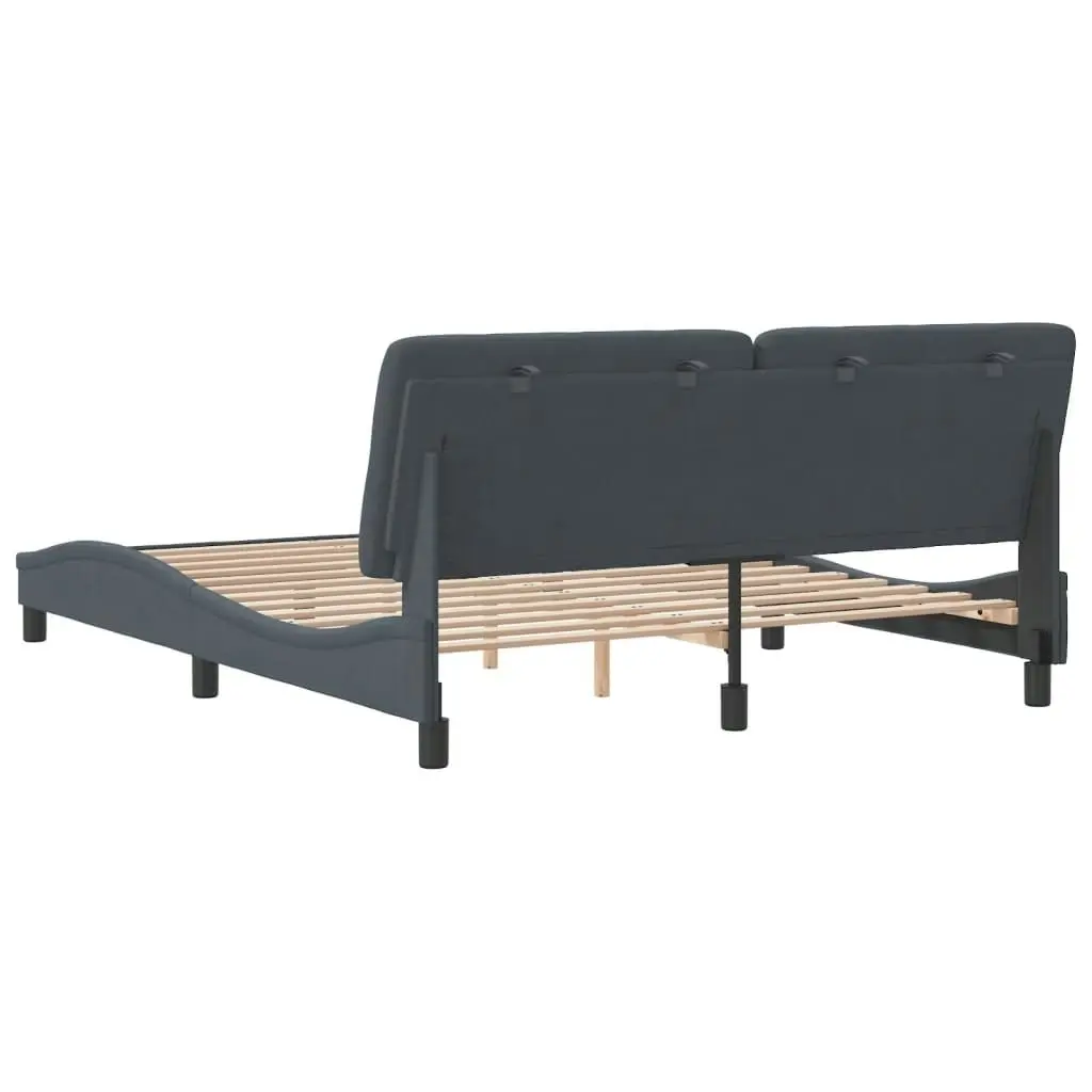 Bed Frame with Headboard Dark Grey 153x203 cm Queen Size Velvet 3208251