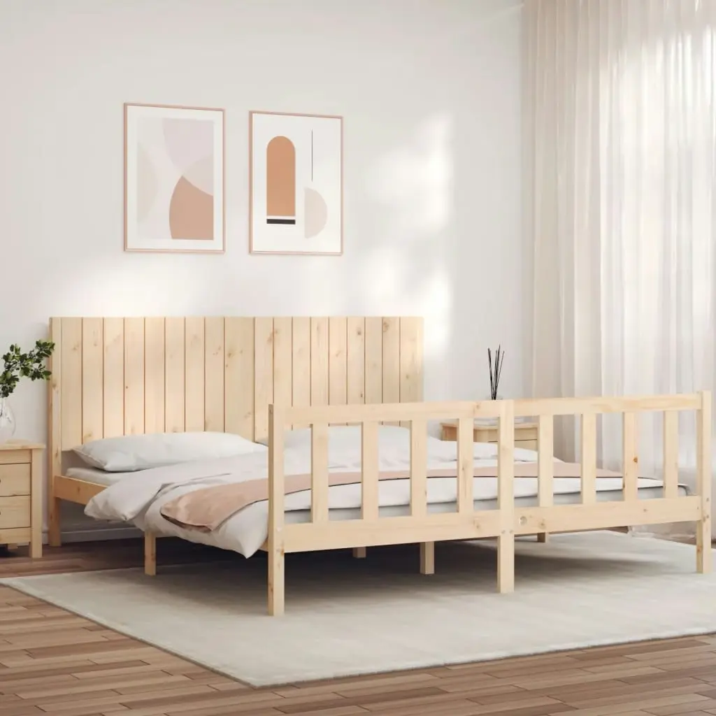 Bed Frame without Mattress 183x203 cm King Solid Wood Pine 3192961