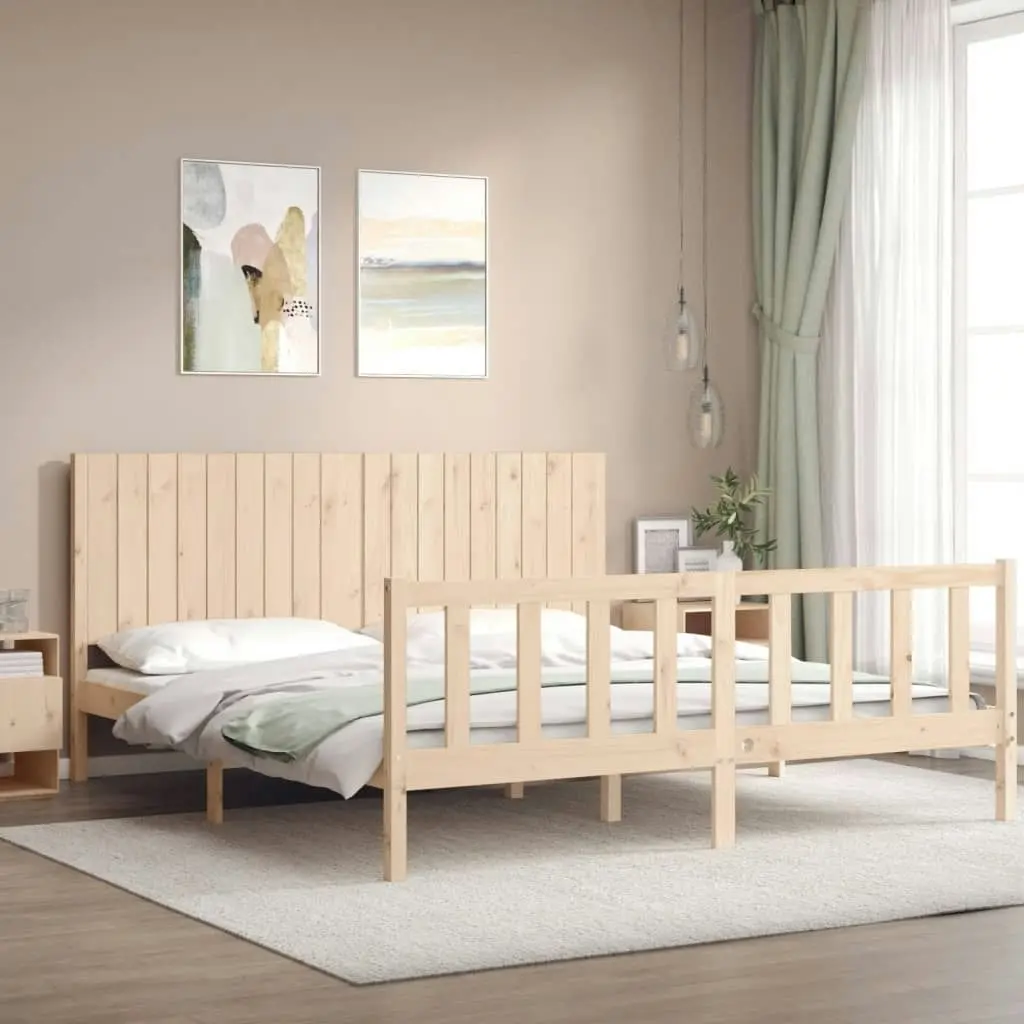 Bed Frame without Mattress 183x203 cm King Solid Wood Pine 3192961