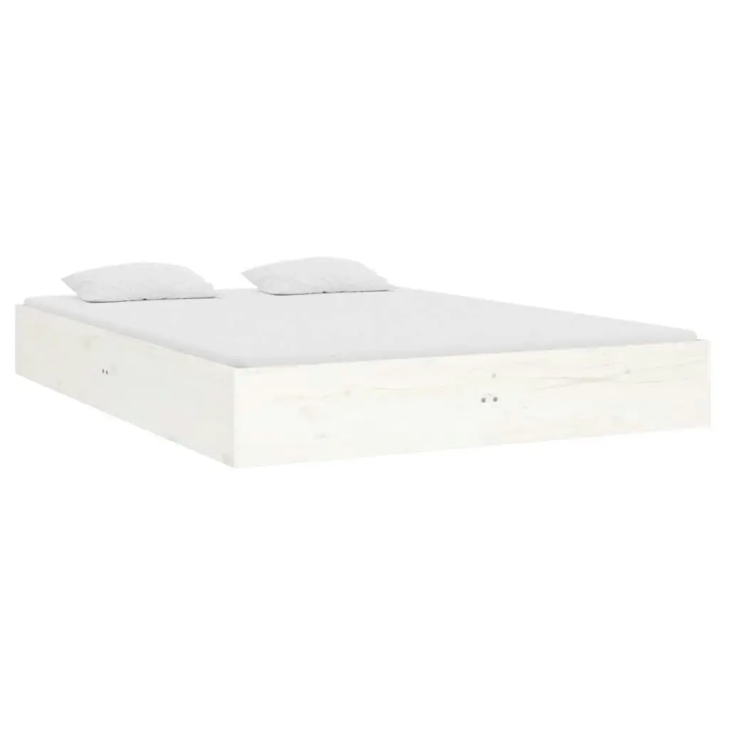 Bed Frame White Solid Wood 137x187 cm Double Size 820078