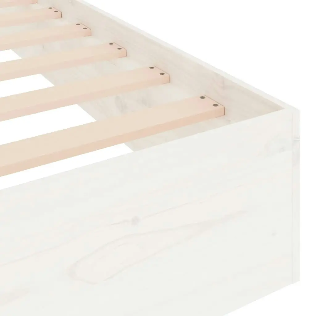 Bed Frame White Solid Wood 137x187 cm Double Size 820078